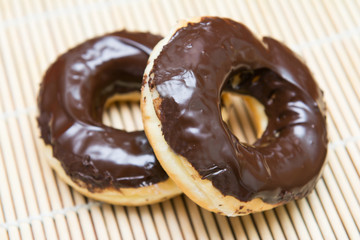 delicious chocolate doughnut on the table