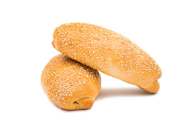 Tasty fresh bun with sesame seeds isolated