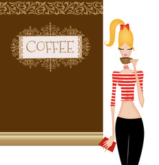 Cute Young Woman at a Coffee House