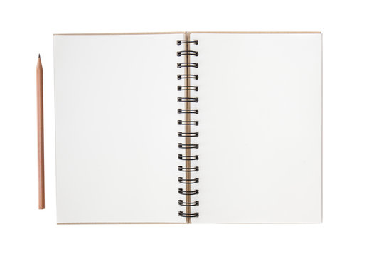 Open Blank Sketchbook Isolated On White Stock Photo 449863954