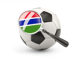 Obraz premium Football with magnified flag of gambia