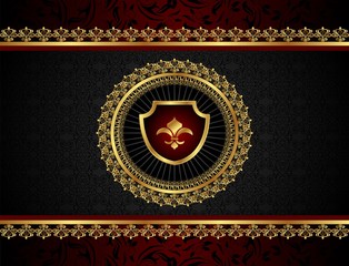 golden vintage frame with shield