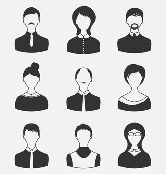 Set business people, different male and female user avatars isol