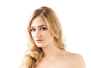 Fototapeta premium Portrait of young and beautiful teenage girl isolated on white