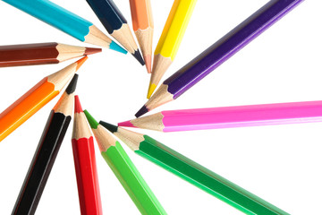 Naklejka premium Color pencils circle