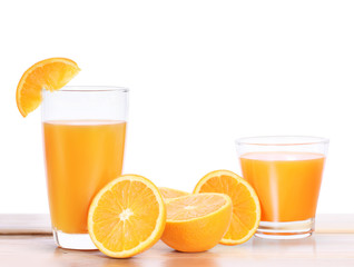 Orange juice isolated on  white