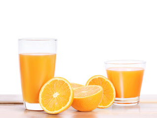 Orange juice isolated on  white