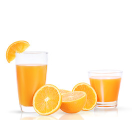Orange juice isolated on  white