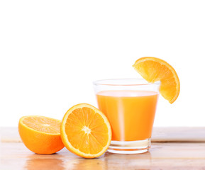 Orange juice isolated on  white
