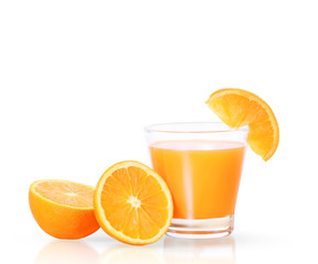 Orange juice isolated on  white