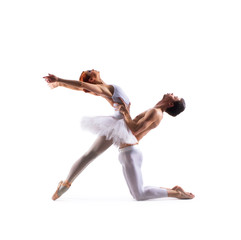Couple of ballet dancers isolated on white