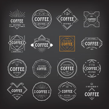 Coffee menu logo template vintage geometric badge. Vector food design.