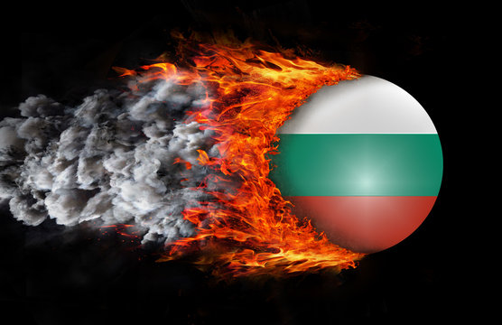Flag with a trail of fire and smoke - Bulgaria