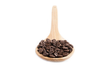 coffee beans in wood spoon
