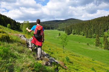 Fototapeta na wymiar Wanderer im Thüringer Wald