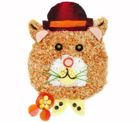 Naklejka premium creative vegetable food dinner cat form