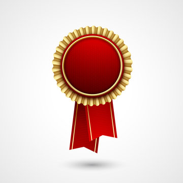 Red Color vector award  badge and ribbon. Premium quality. 