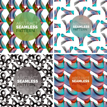 Vector set of colorful seamless geometric patterns. Modern