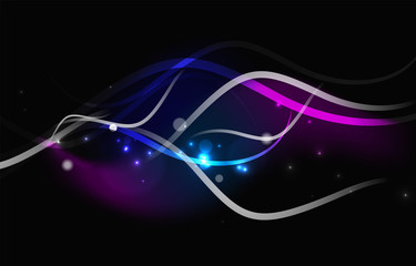 Glowing flowing waves and stars in dark space