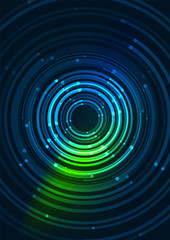 Abstract color glowing lines in dark space with stars and light