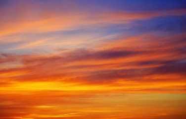 Fiery orange sunset sky. Beautiful sky.