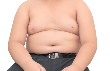 Naklejka premium The size of stomach of children with overweight isolated.