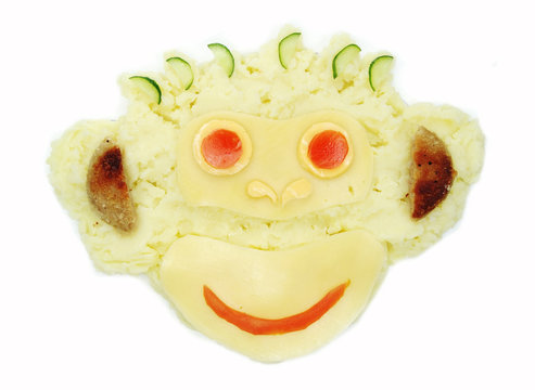 creative vegetable food dinner monkey form