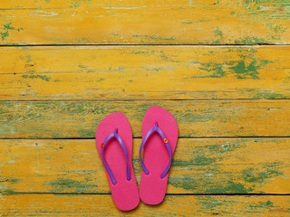 Flip-flops on wood