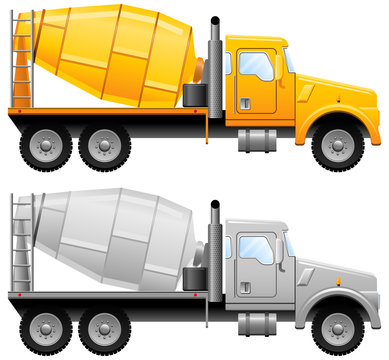 Concrete mixer truck, vector illustration.