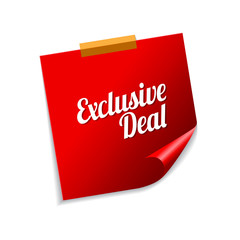 Exclusive Deal Red Sticky Notes Vector Icon Design