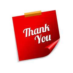 Thank You Red Sticky Notes Vector Icon Design