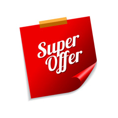 Super Offer Red Sticky Notes Vector Icon Design