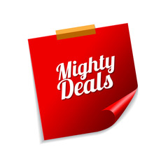 Mighty Deals Red Sticky Notes Vector Icon Design