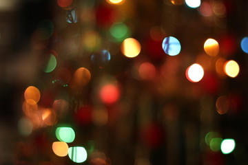 Christmas garland blurred lights of various colors