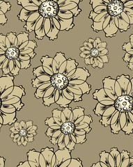 seamless abstract flowers pattern.