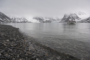 A stone beach in Magdalena bay, Spitzbergen