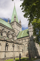 Fototapeta na wymiar The spire of Trondheim Cathedral
