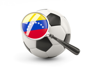 Obraz premium Football with magnified flag of venezuela