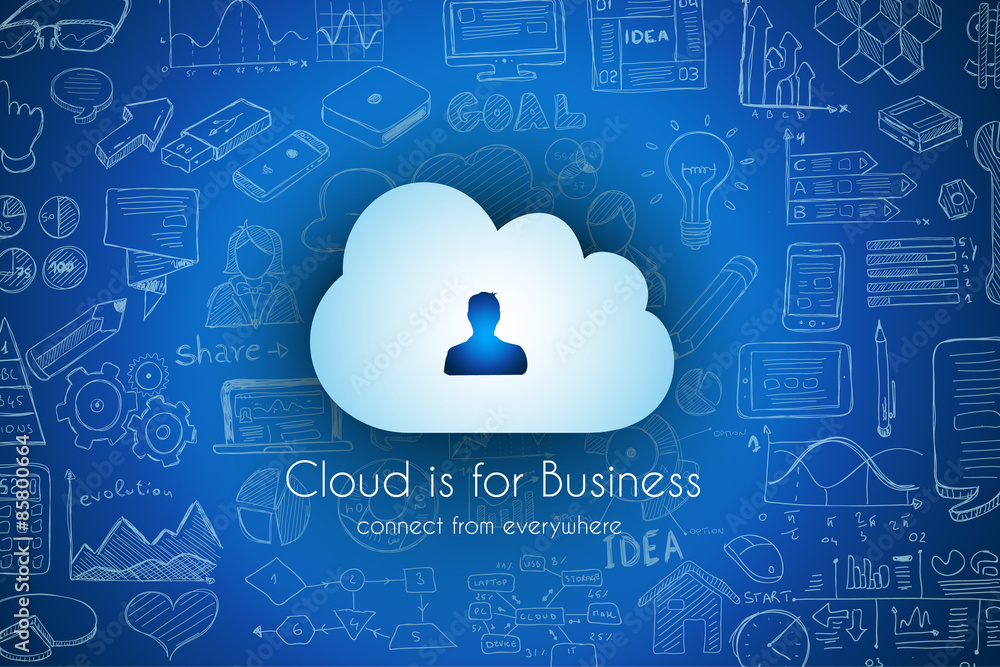Poster cloud computing concept with infographics sketch set: