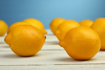 Fresh lemon on a blue background