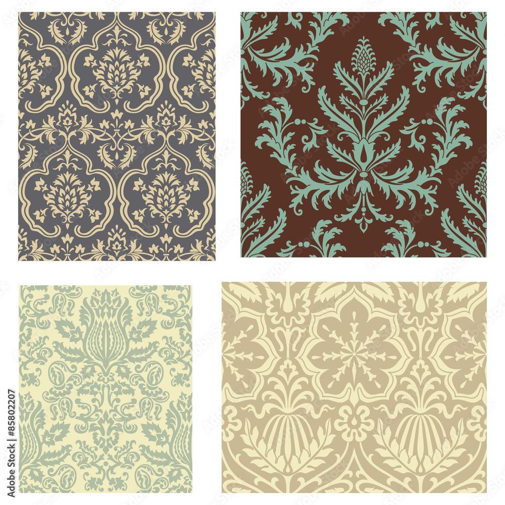 Canvas Prints damask wallpaper pattern set