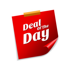 Deal Of The Day Red Sticky Notes Vector Icon Design