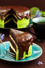 mint-chocolate cake with mint liqueur.