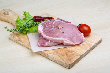 Raw pork steak