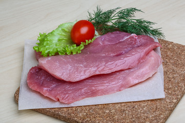 Raw pork schnitzel