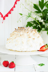 Sponge cake Alaska ice cream and meringues.