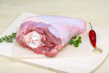 Raw turkey leg
