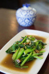 stir-fried kaled with sun-dried salted fish