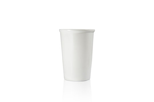white cup no handle on white background