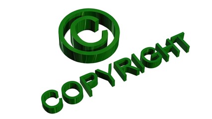 Copyright sign and lettering isolated on white background